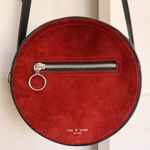 rag & bone Rust Suede Round Crossbody with Black Trim